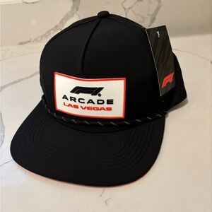 NEW F1 Arcade Performance Racing Hat Black Red White Adjustable Back One Size